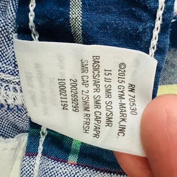 Janie and Jack (4) Little Girls Plaid Blue Denim Board Shorts - Picture 8 of 9